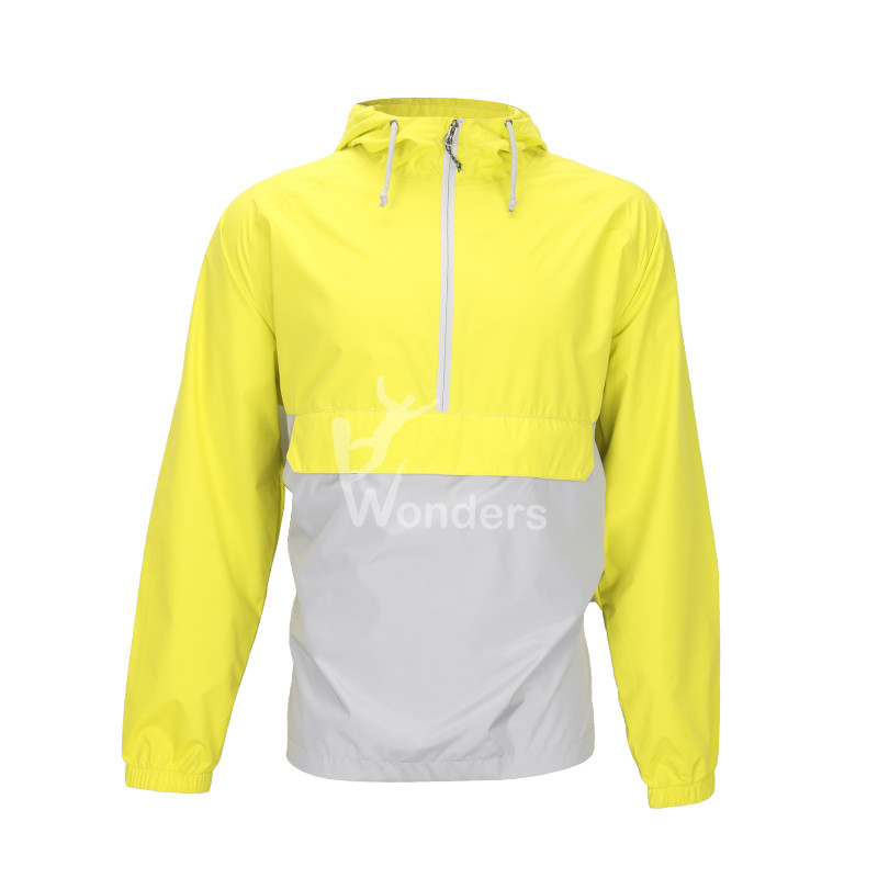 Mens Lightweight Waterproof Jacket 1/4 Zip Packable Hooded Rain Jacket